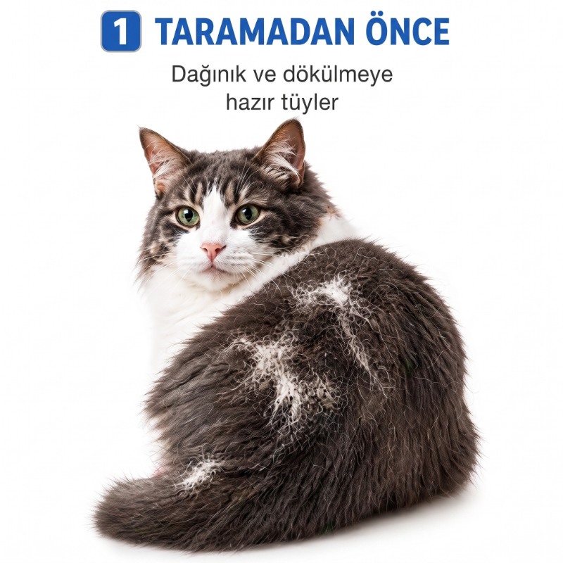 Kedi Köpek Tarağı - Evcil Hayvan Tüy Toplama Tarağı - Metal Uçlu  - 2